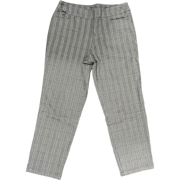 Vintage Y2K Gray Plaid Cropped Trousers Elastic Waist Checkered - Picture 5 of 6